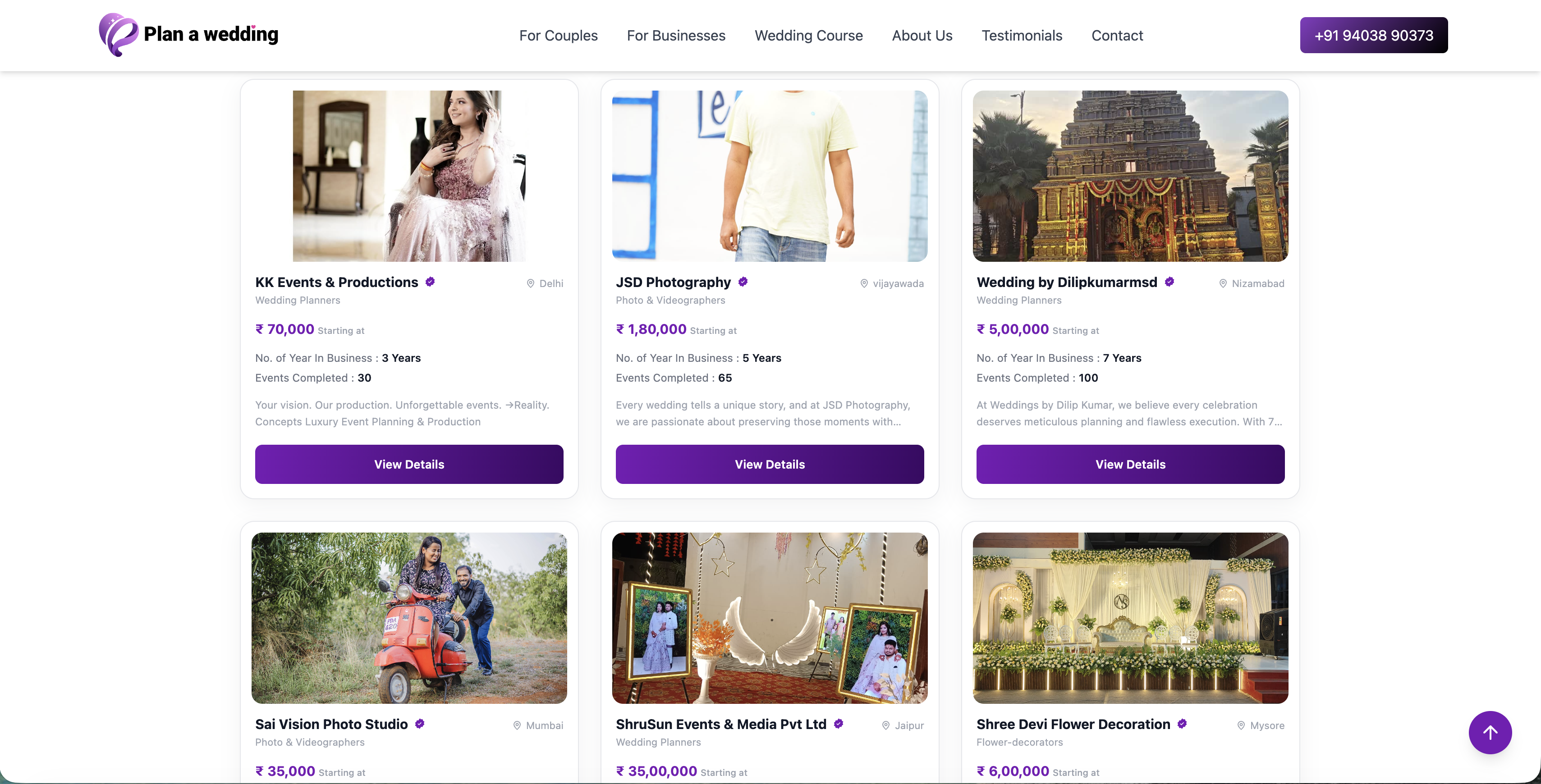 Vendor listing page preview