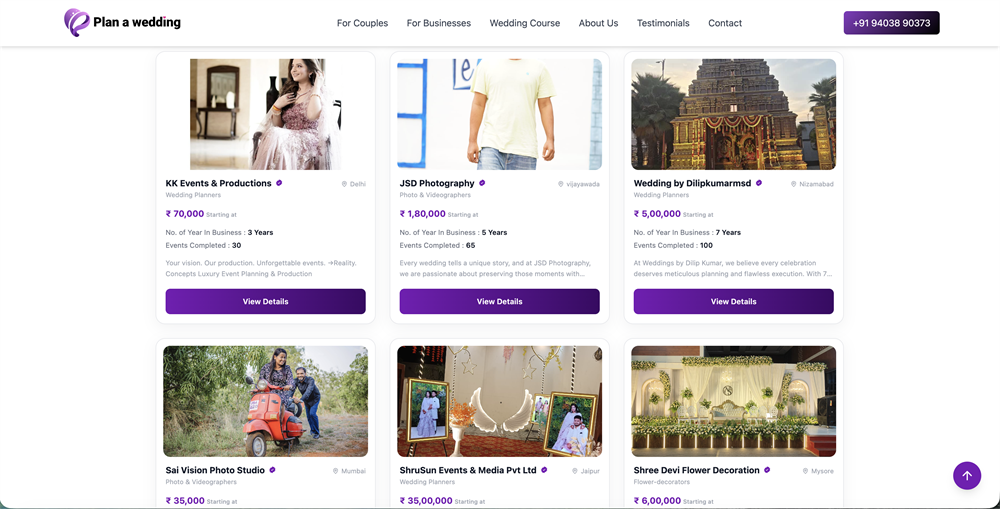 Vendor listing page preview