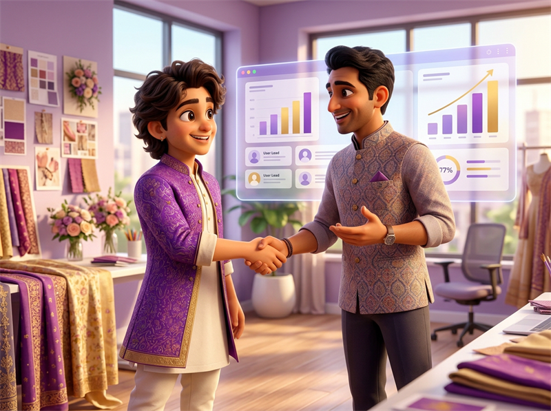 Pawa shaking hands with a wedding business owner
