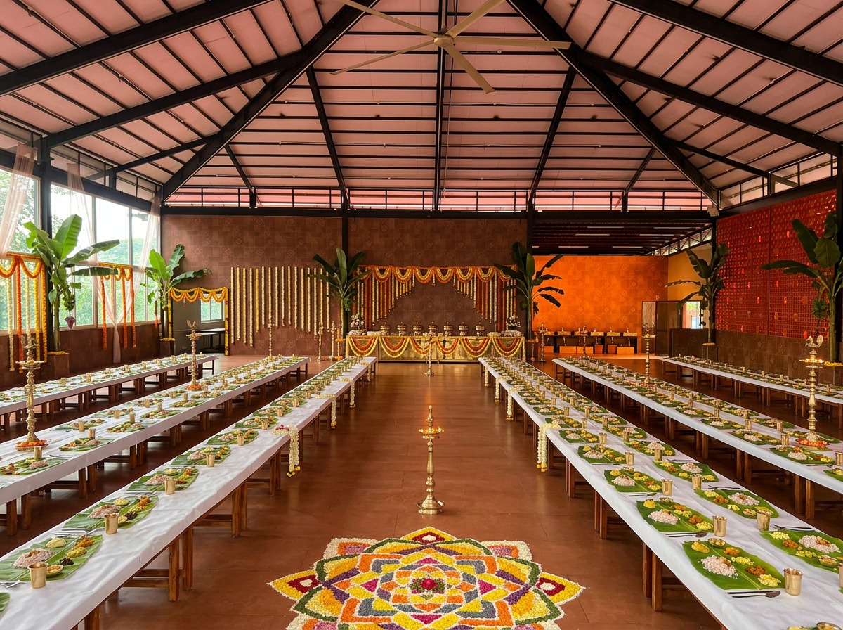 Traditional Banana Leaf Dining Hall Setup at ARC Pyramid